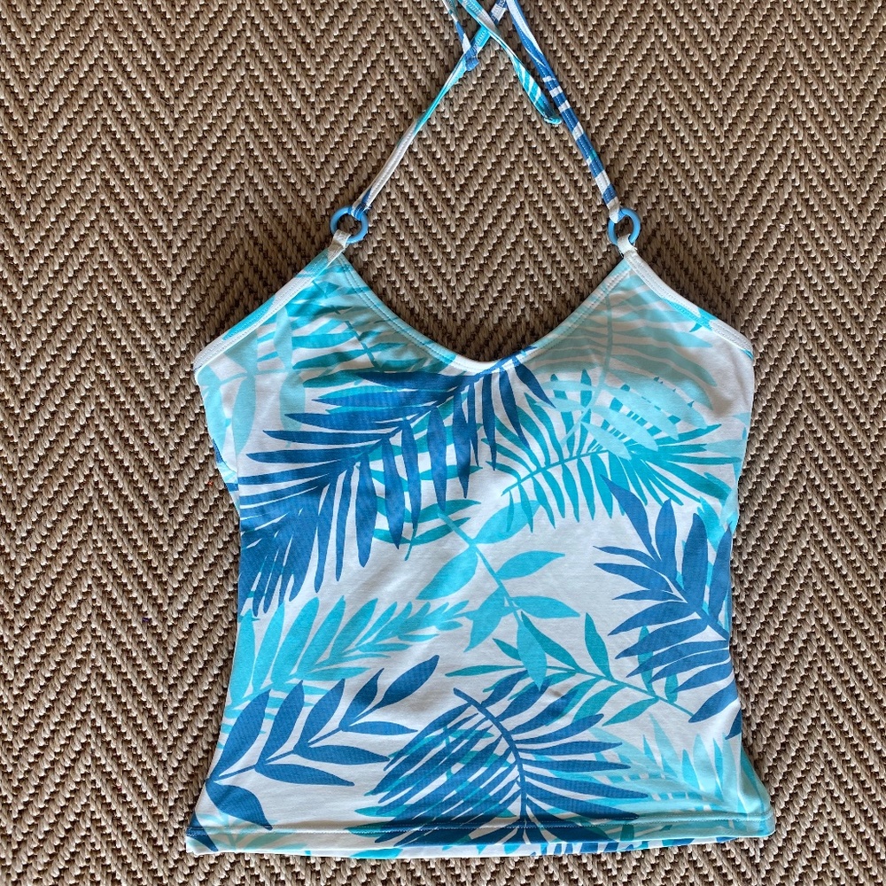 Bari tankini bathing suit top blue white floral M - Picture 13 of 14